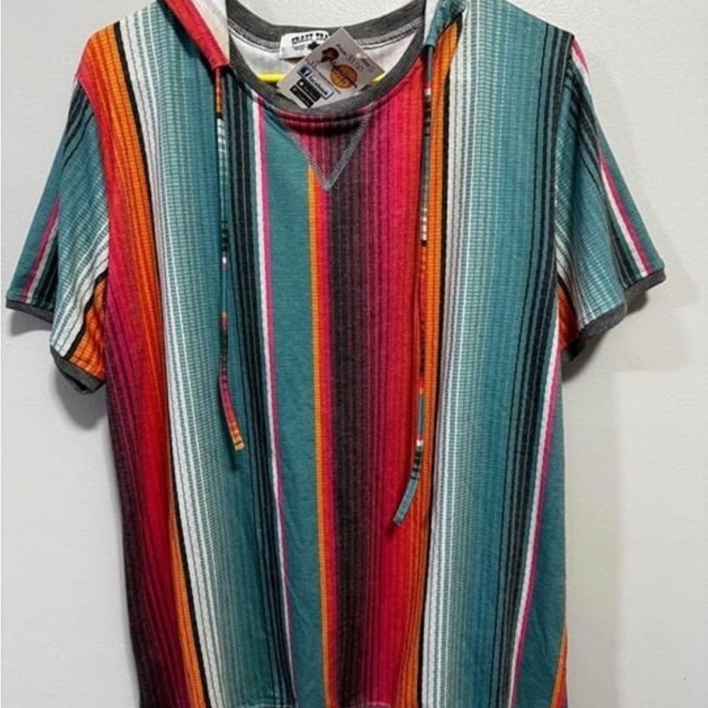 NWT Boutique Crazy Train Western Short Sleeve Hoodie